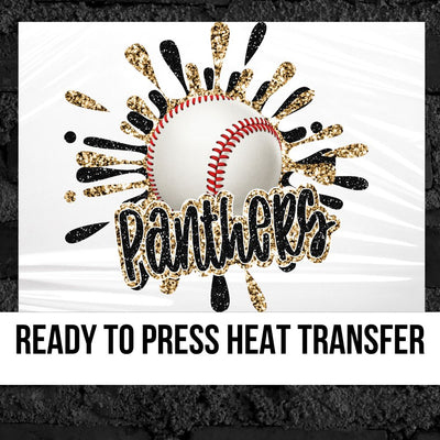 Panthers Baseball Splatter DTF Transfer