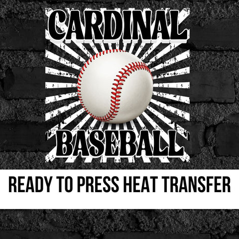 Cardinal Baseball Starburst Retro DTF Transfer