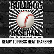 Bulldog Baseball Starburst Retro DTF Transfer