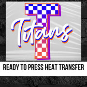 Titans Checkered Letter DTF Transfer