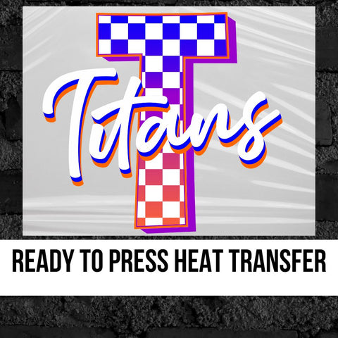 Titans Checkered Letter DTF Transfer