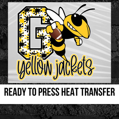 Go Yellow Jackets Splatter Football DTF Transfer