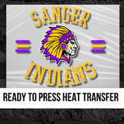 Sanger Indians Circle Logo DTF Transfer