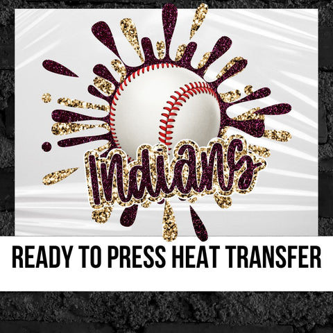 Indians Baseball Splatter DTF Transfer