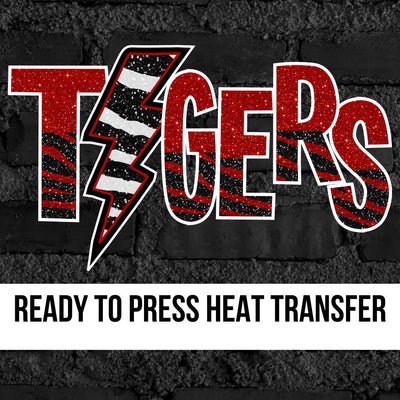 Tigers Lightning Bolt Word DTF Transfer