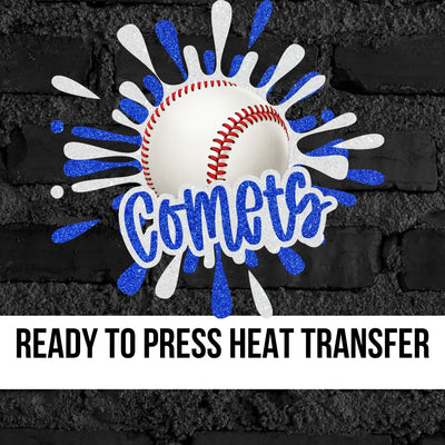 Comets Baseball Splatter DTF Transfer