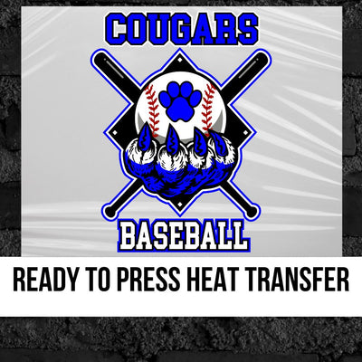 Cougars Baseball with Paw DTF Transfer