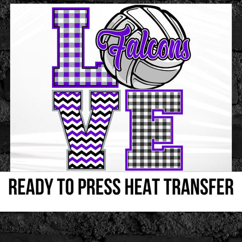 Love Falcons Volleyball DTF Transfer