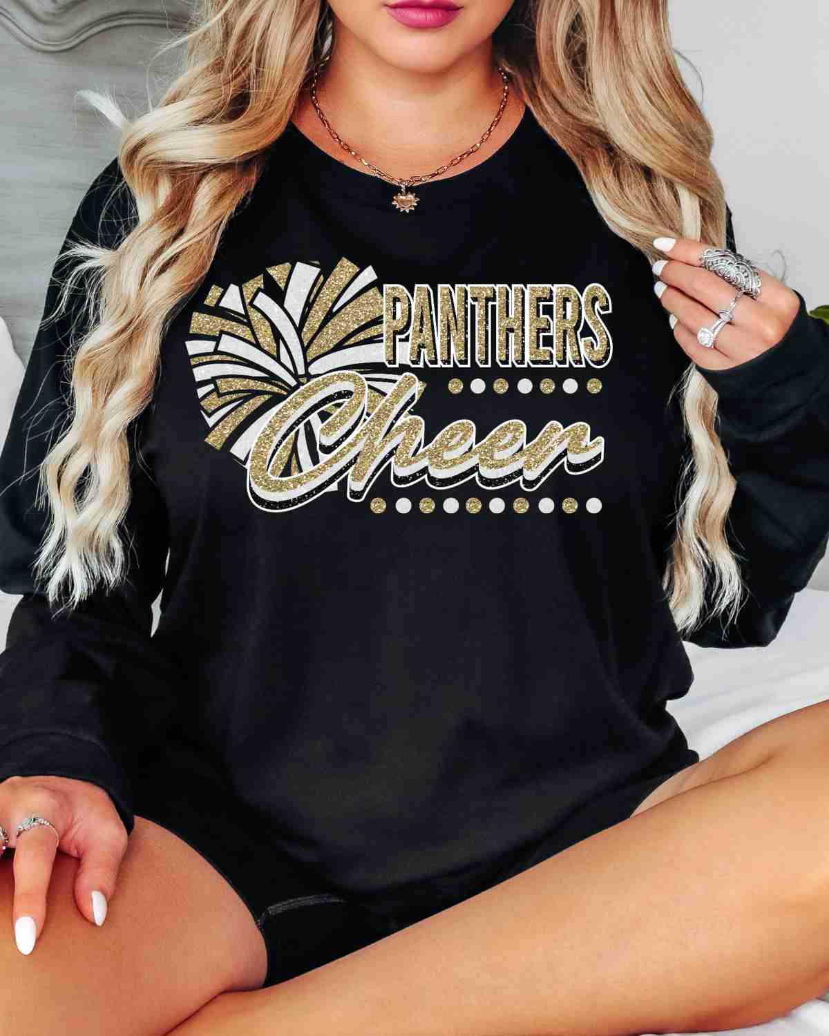 Panthers Cheer Pom with Dots DTF Transfer