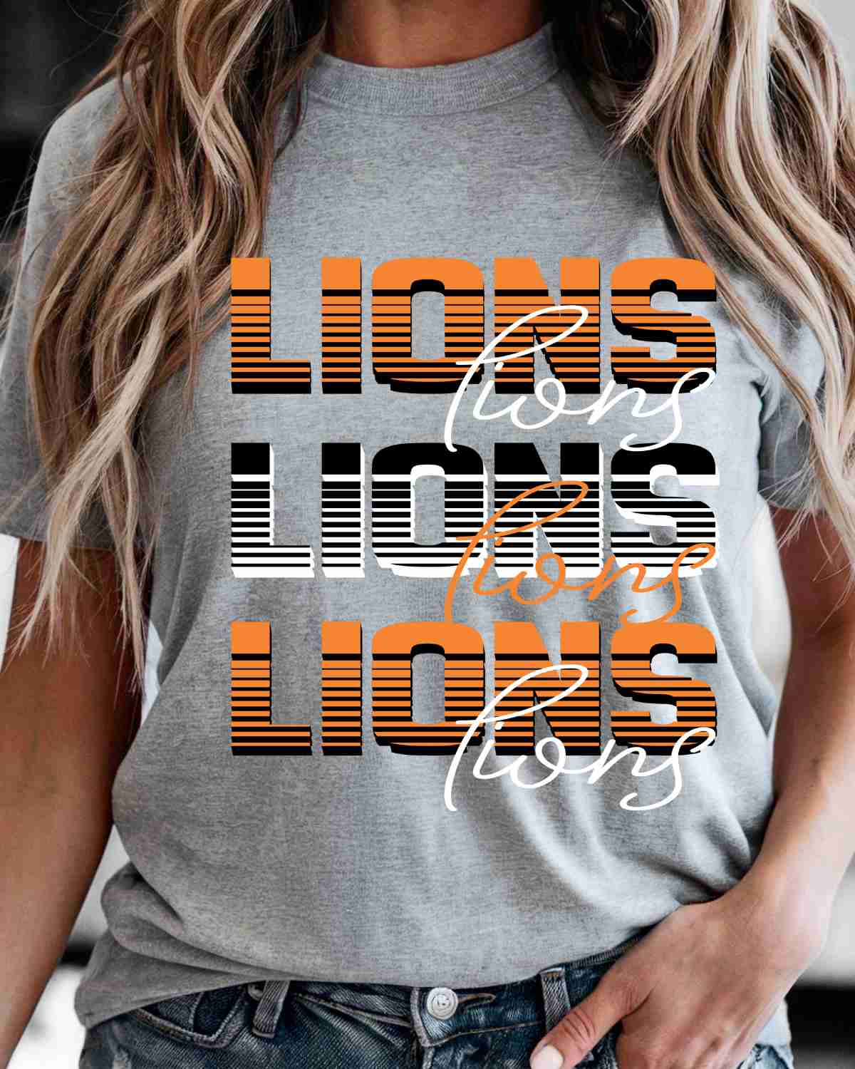 Lions Sliced Lettering DTF Transfer