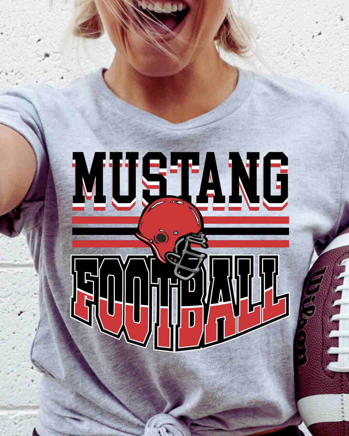 Mustang Football Helmet in middle DTF Transfer - Rustic Grace Heat Transfer Company
