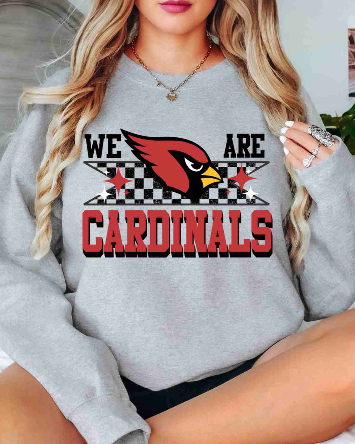 We Are Cardinals Checkered Tag DTF Transfer