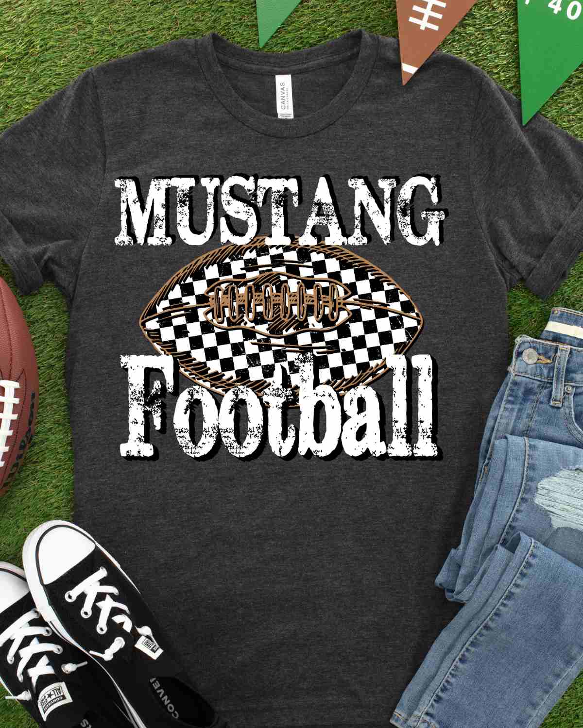 Mustang Football Checkered DTF Transfer