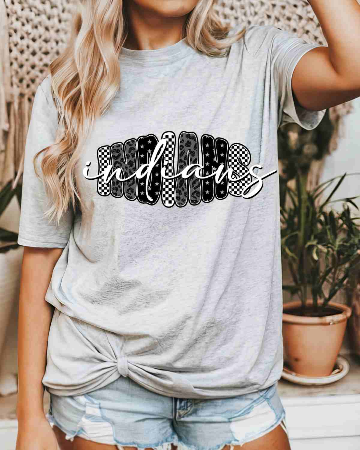 Indians Black White Pattern DTF Transfer