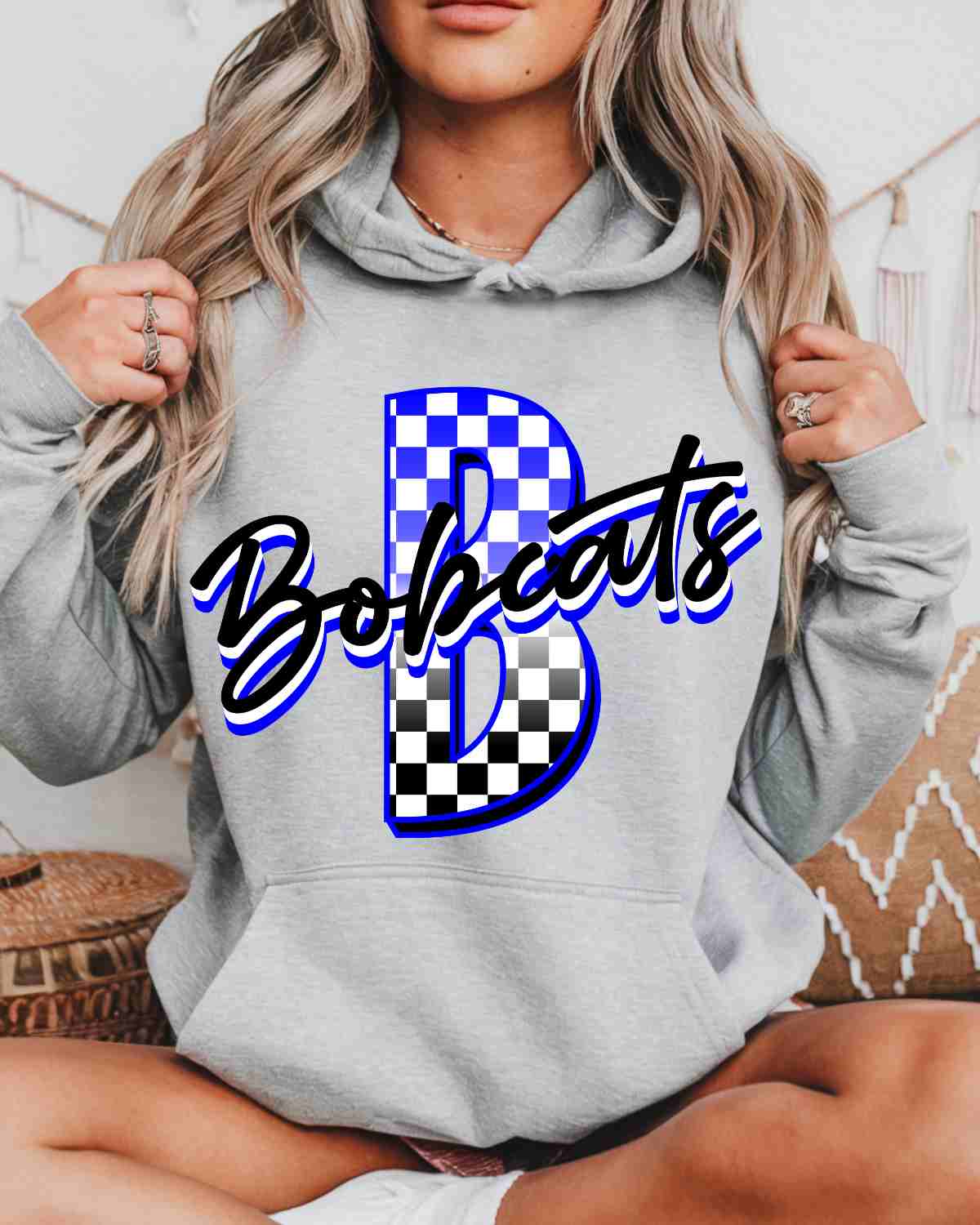 Bobcats Checkered Letter DTF Transfer