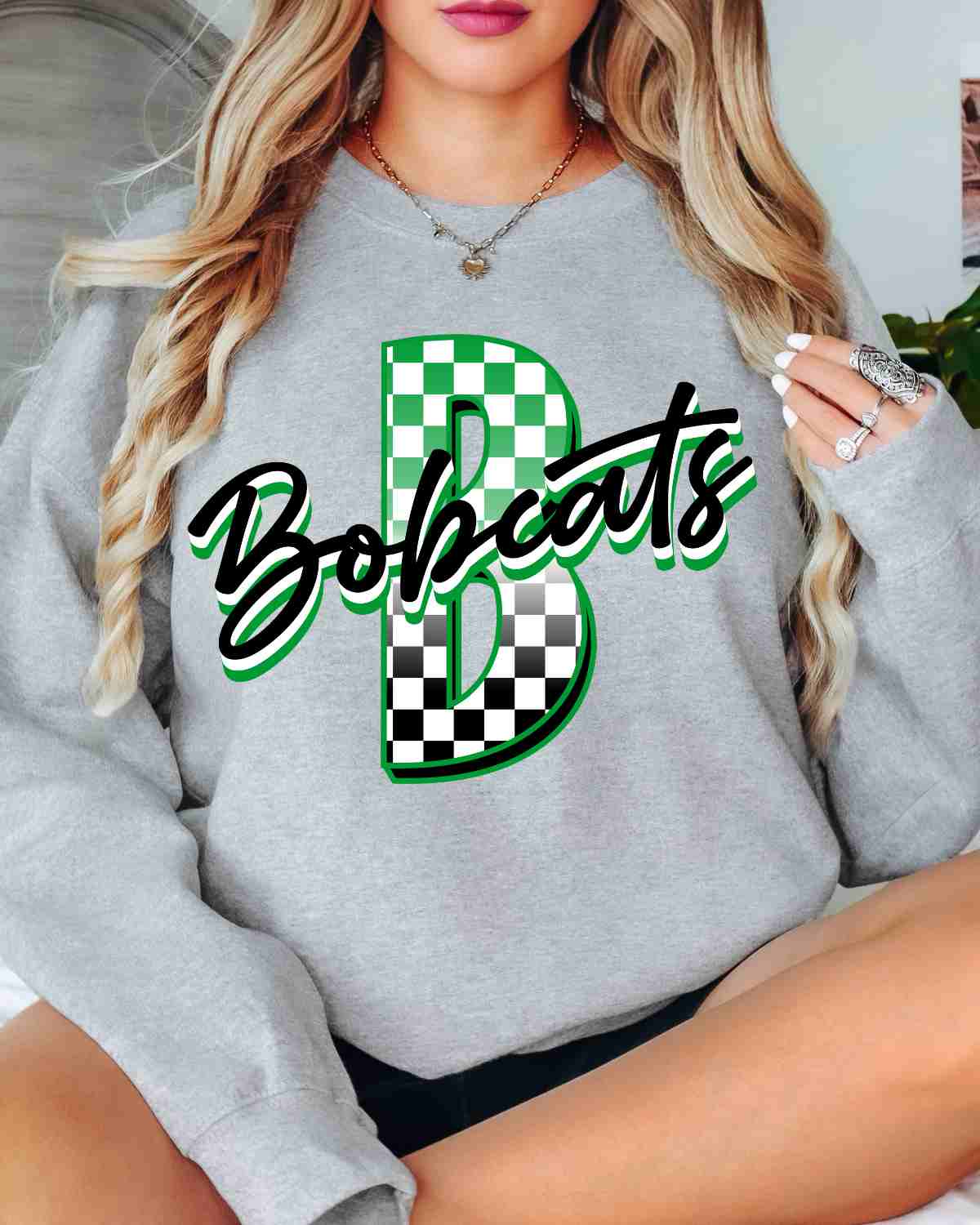 Bobcats Checkered Letter DTF Transfer