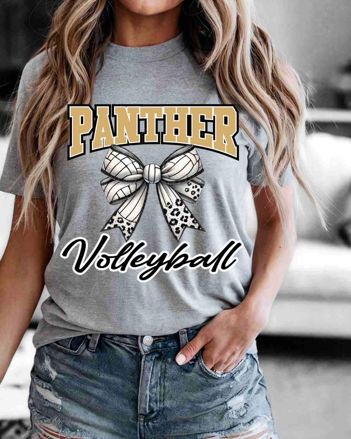 Panther Volleyball Bow Middle DTF Transfer