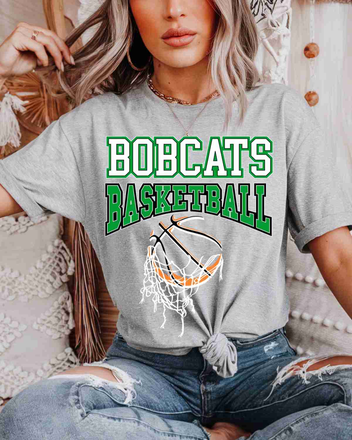 Bobcats Basketball Hanging Net DTF Transfer