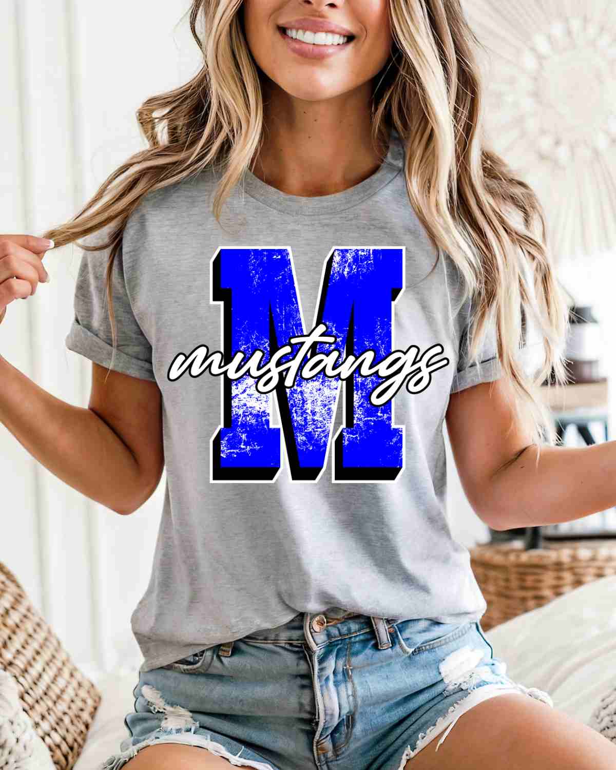 Mustangs Distressed Letter DTF Transfer