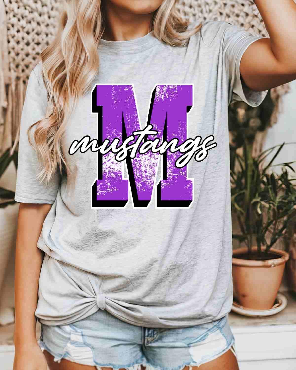 Mustangs Distressed Letter DTF Transfer