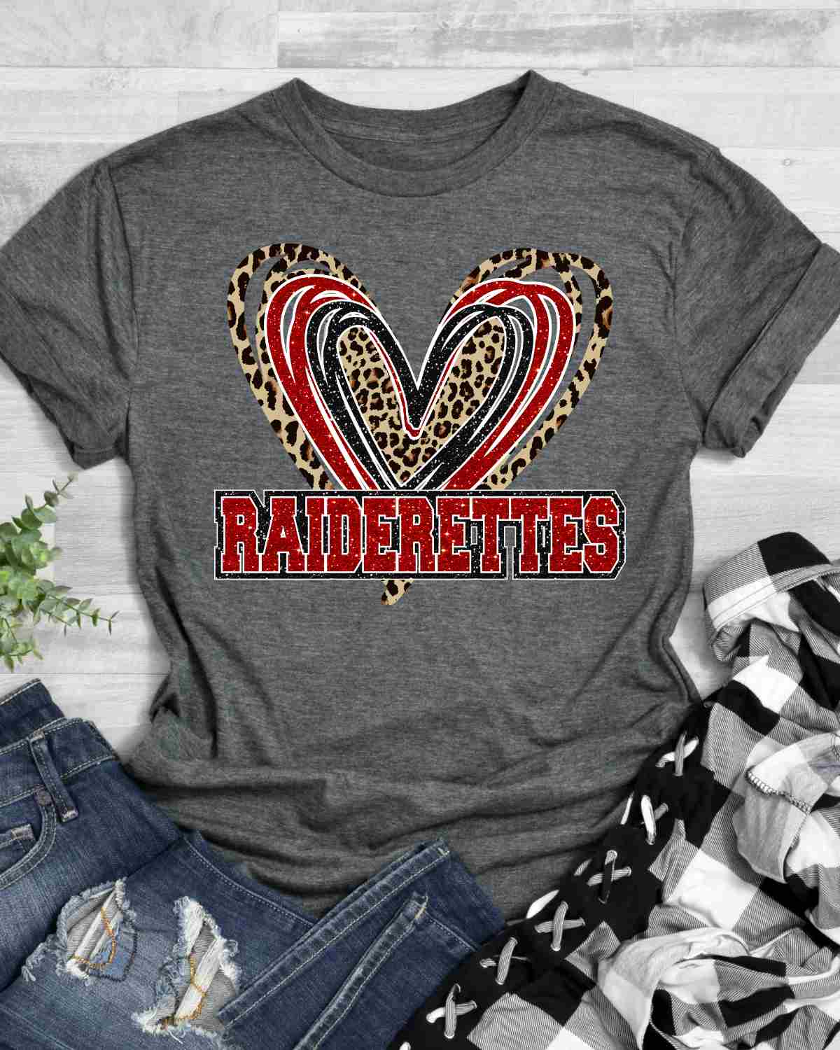 Raiderettes Triple Heart DTF Transfer