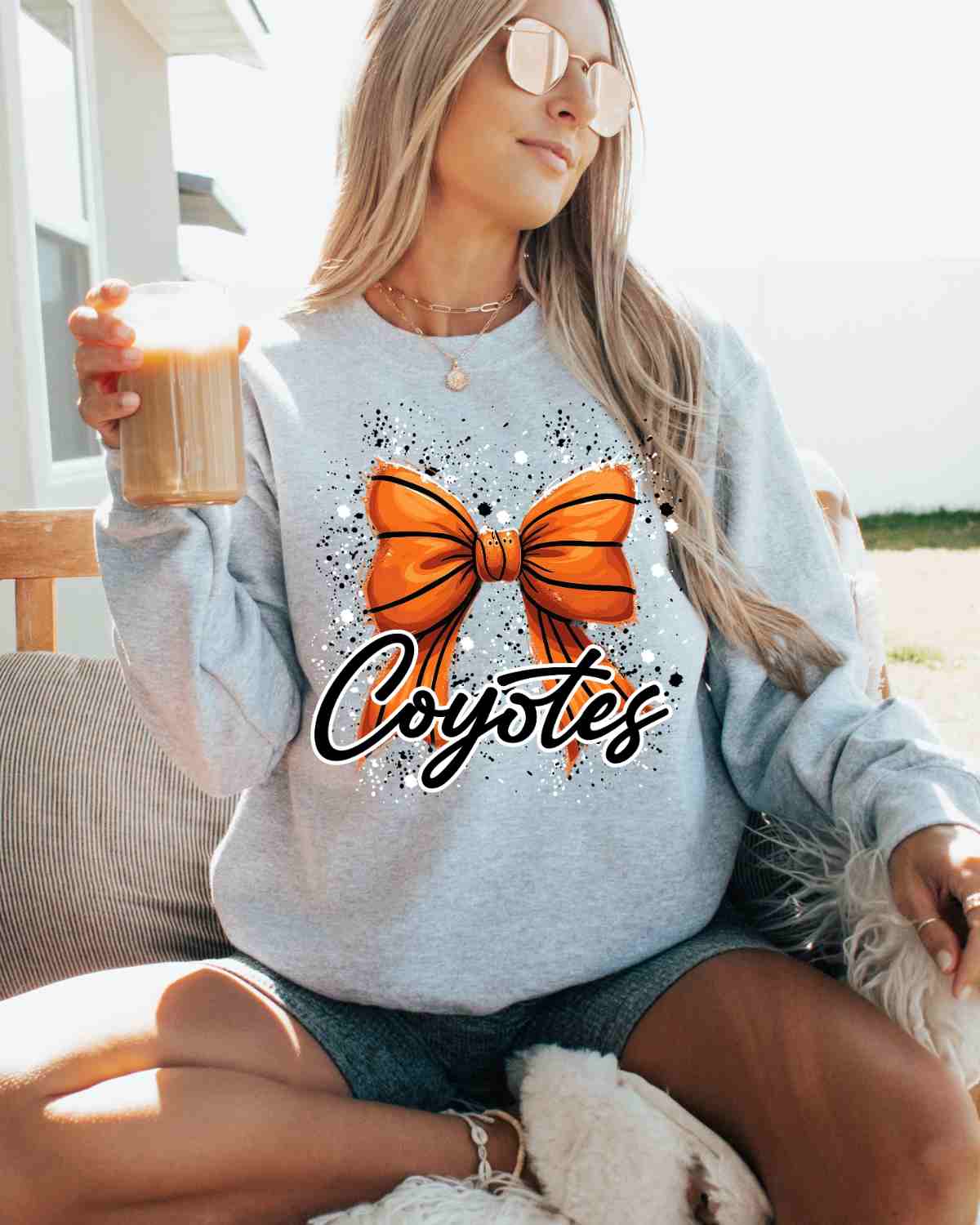 Coyotes Basketball Bow Splatter DTF Transfer
