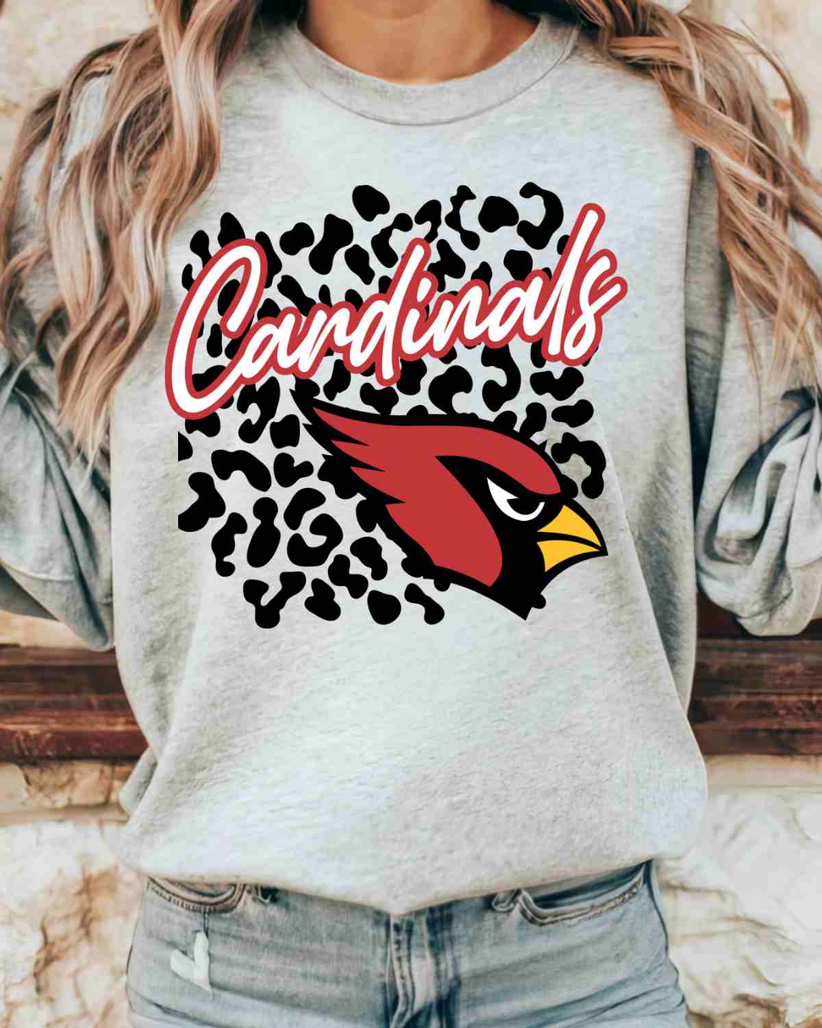 Cardinals Leopard Print Logo DTF Transfer