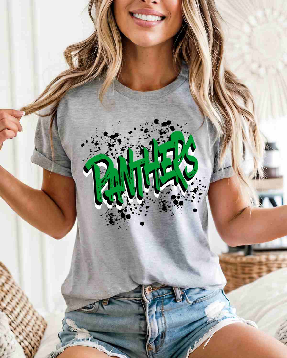 Panthers Brushstroke DTF Transfer - Rustic Grace Heat Transfer Company