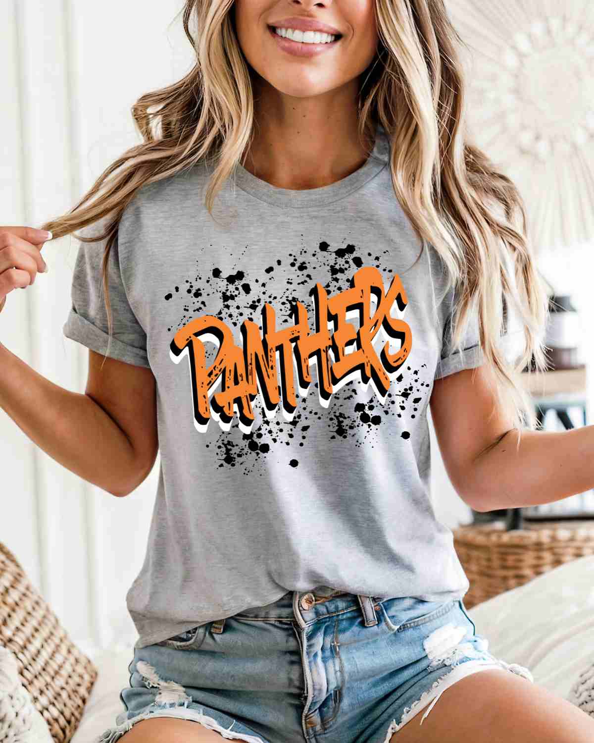 Panthers Brushstroke DTF Transfer - Rustic Grace Heat Transfer Company