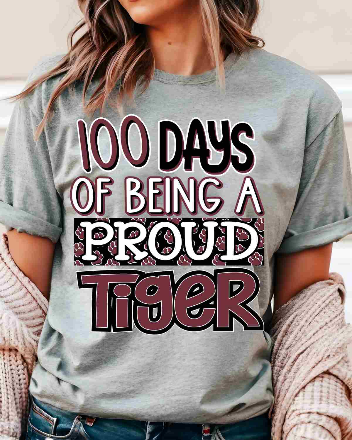 100 Days of Being a Proud Tiger DTF Transfer
