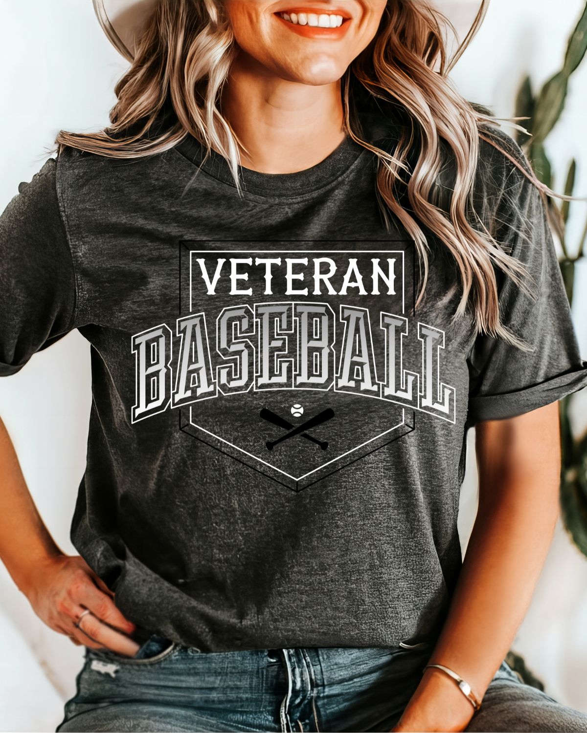 Veteran Baseball Outline Home Plate DTF Transfer