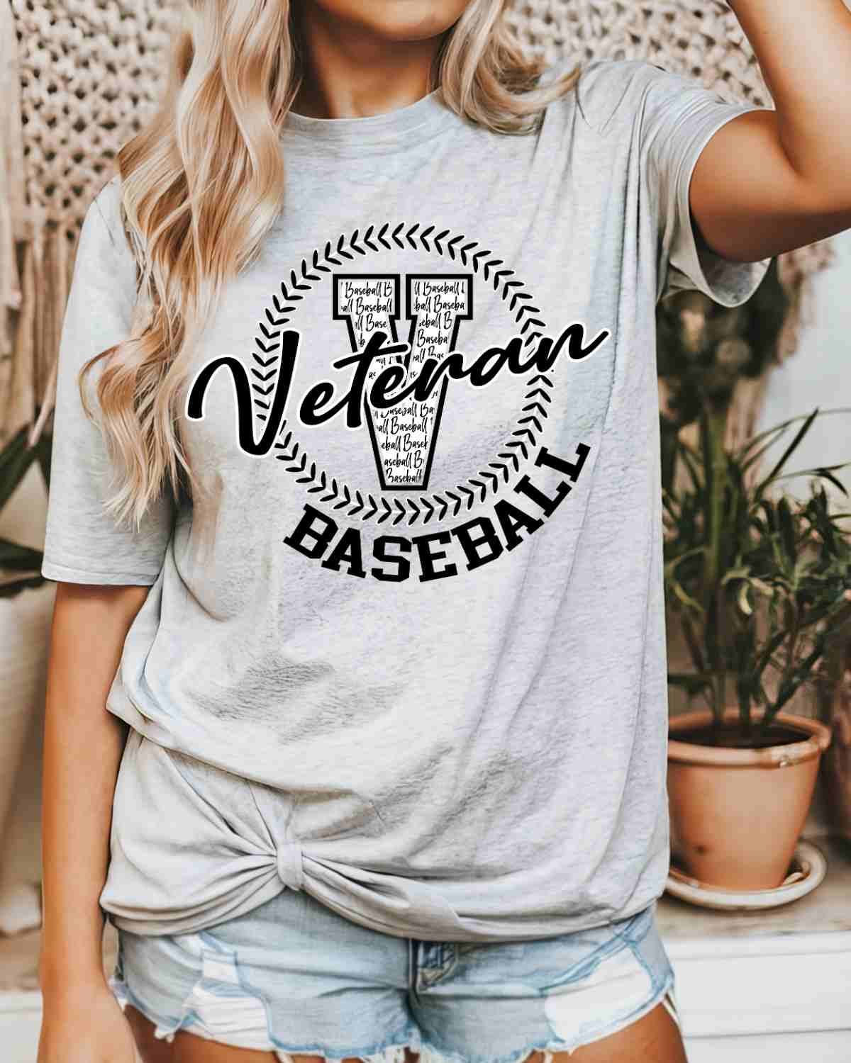 Veteran Baseball Lace Circle DTF Transfer - Rustic Grace Heat Transfer Company