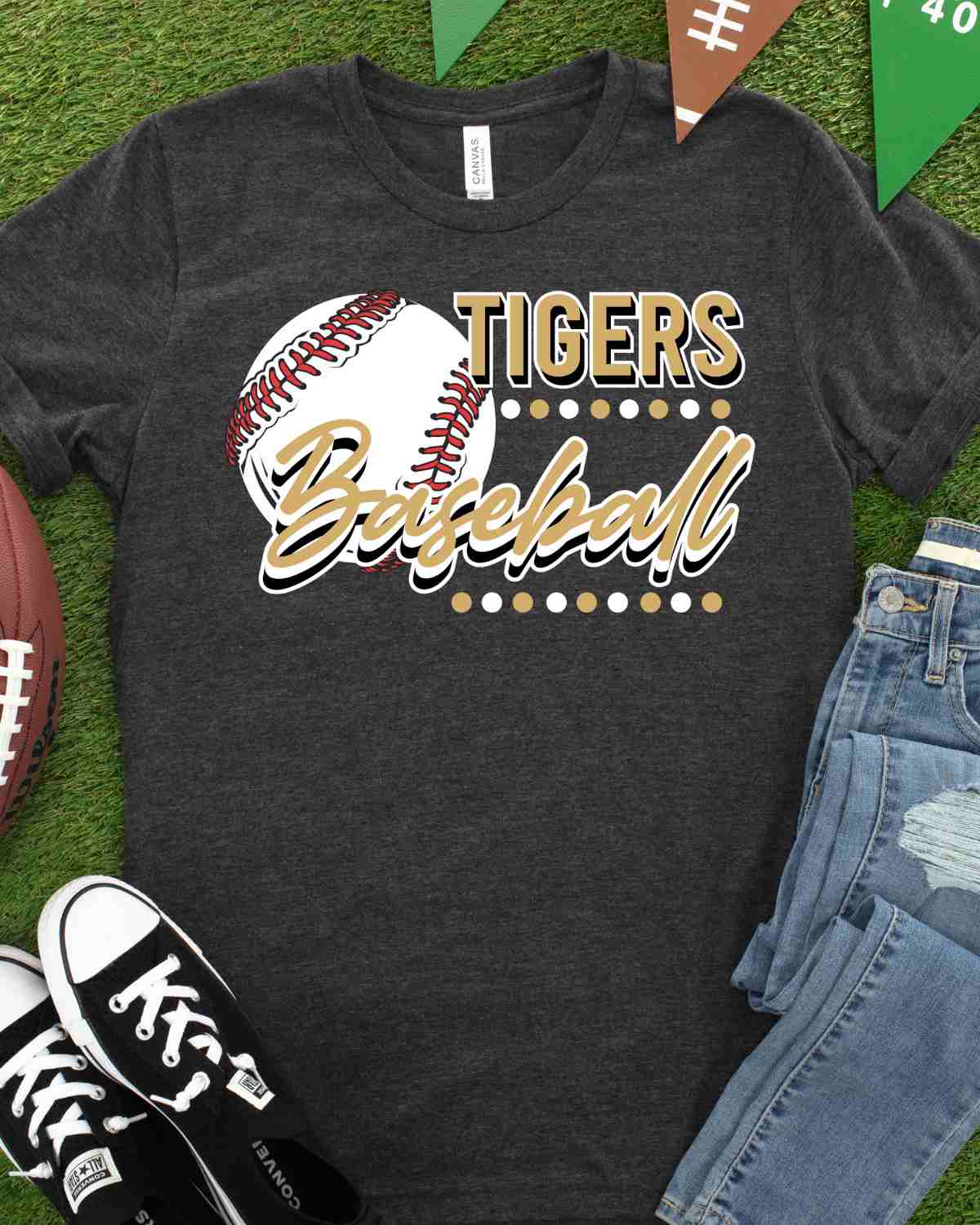 Tigers Baseball Dots DTF Transfer - Rustic Grace Heat Transfer Company
