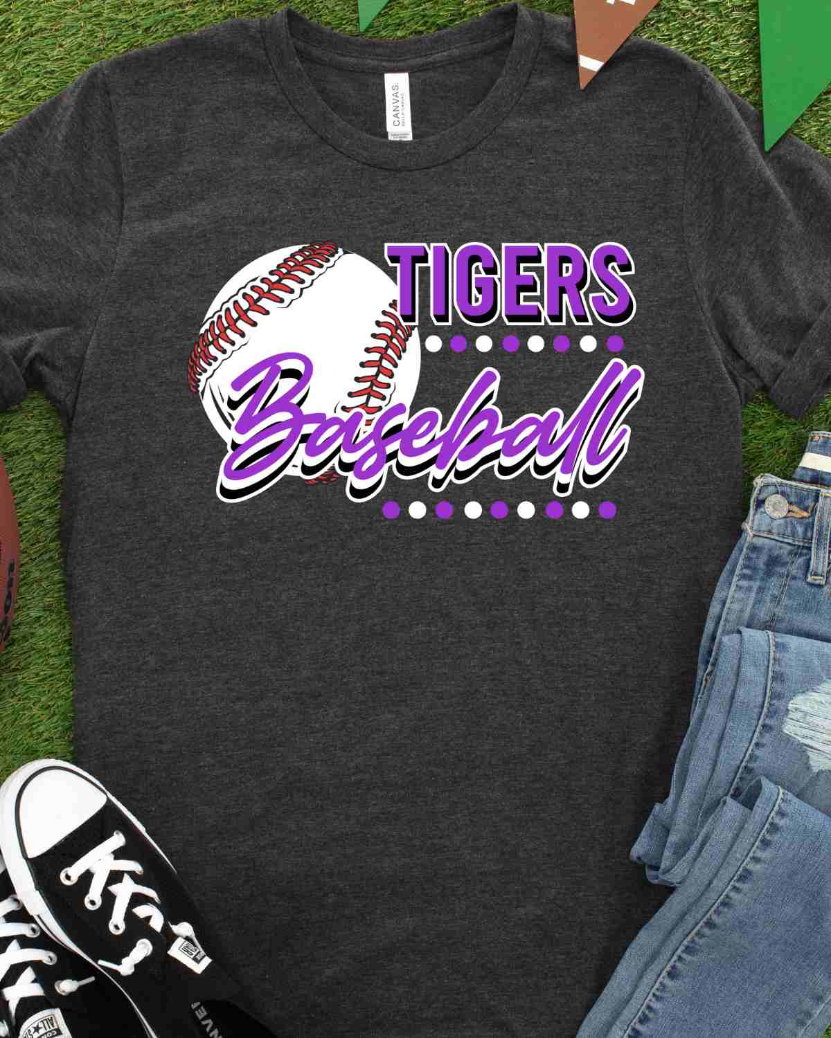 Tigers Baseball Dots DTF Transfer - Rustic Grace Heat Transfer Company