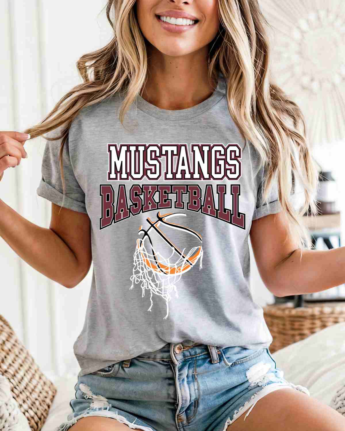 Mustangs Basketball Hanging Net DTF Transfer