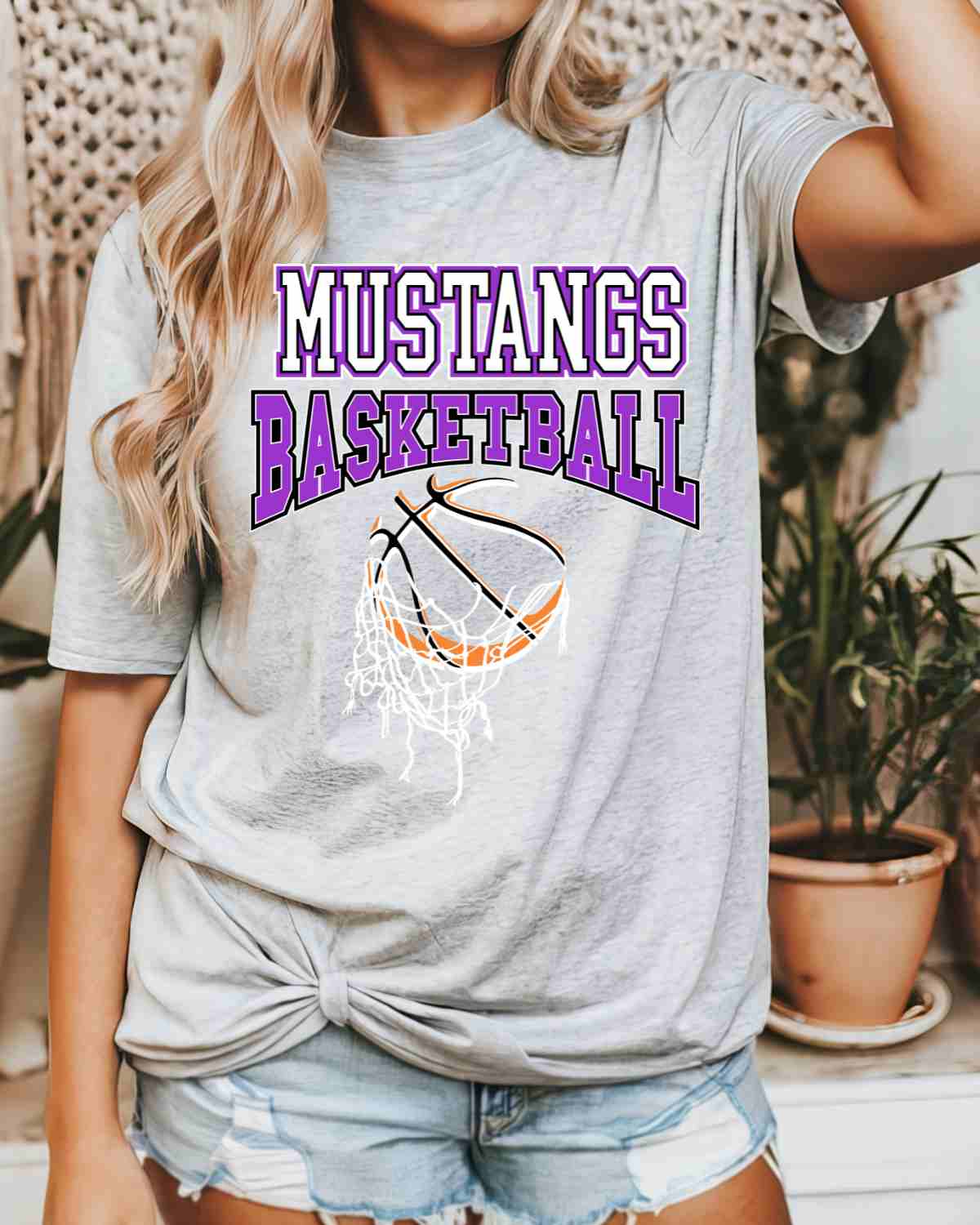 Mustangs Basketball Hanging Net DTF Transfer