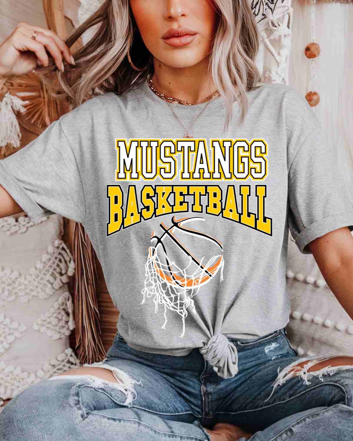 Mustangs Basketball Hanging Net DTF Transfer