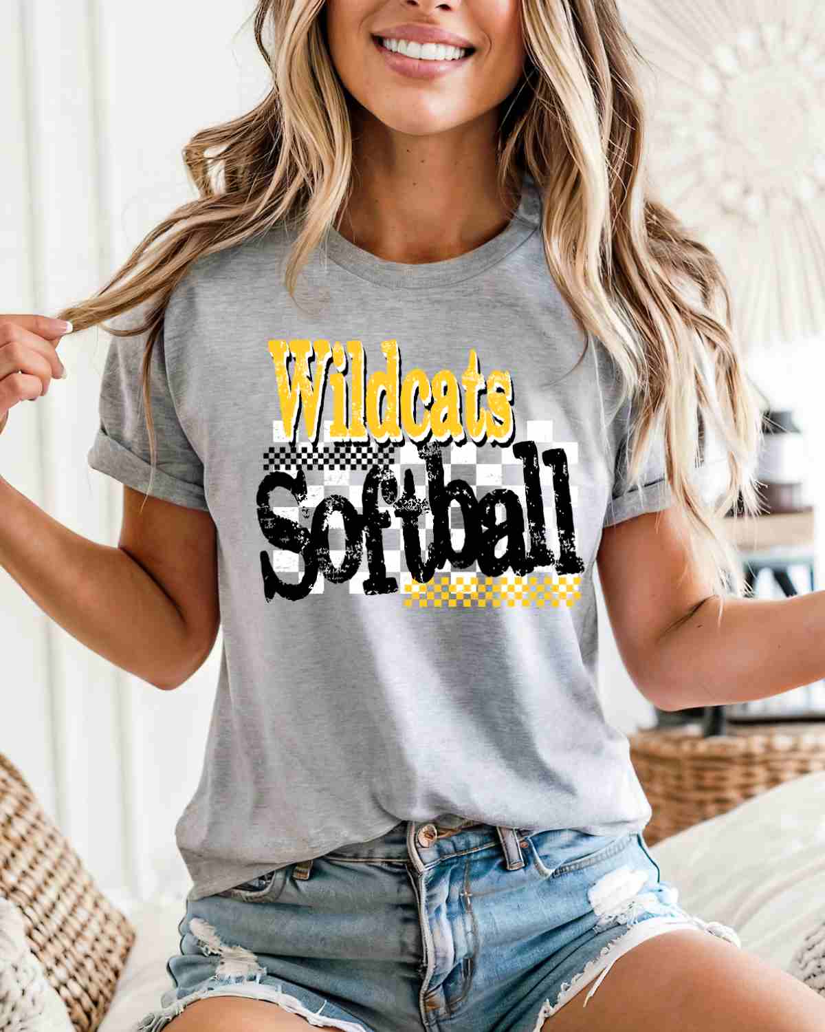 Wildcats Softball Checkered Grunge DTF Transfer