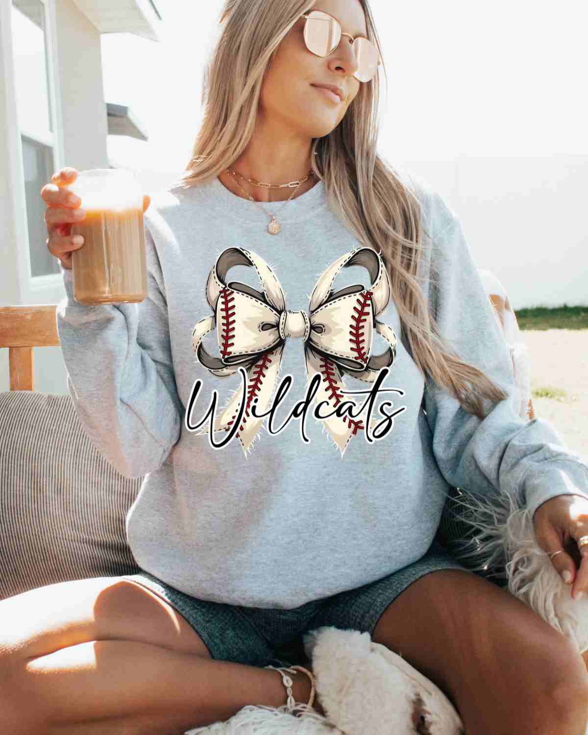 Wildcats Baseball Coquette Bow DTF Transfer - Rustic Grace Heat Transfer Company