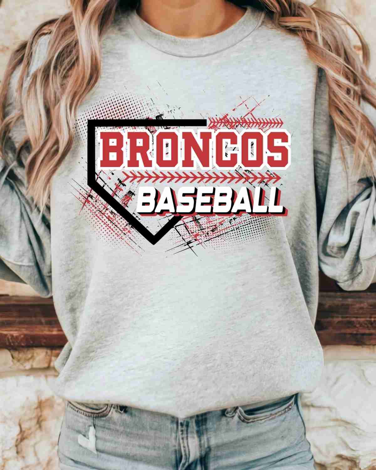 Broncos Baseball Home Plate Grunge DTF Transfer