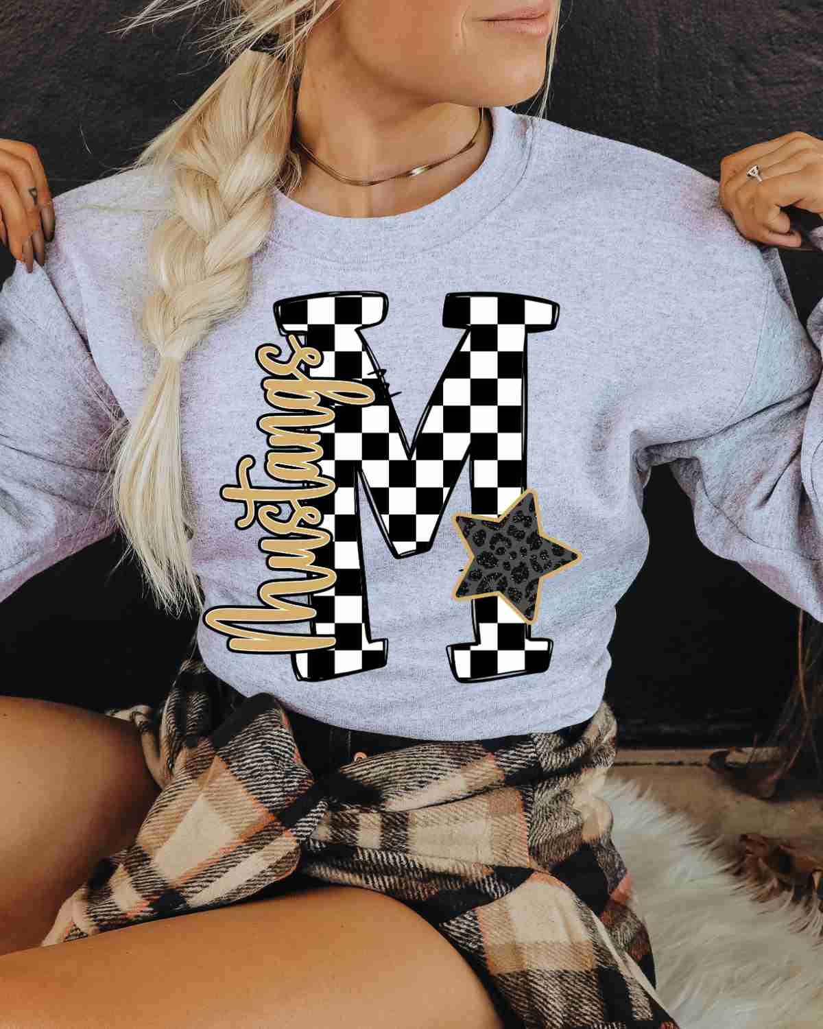 Mustangs Checkered Letter Star DTF Transfer
