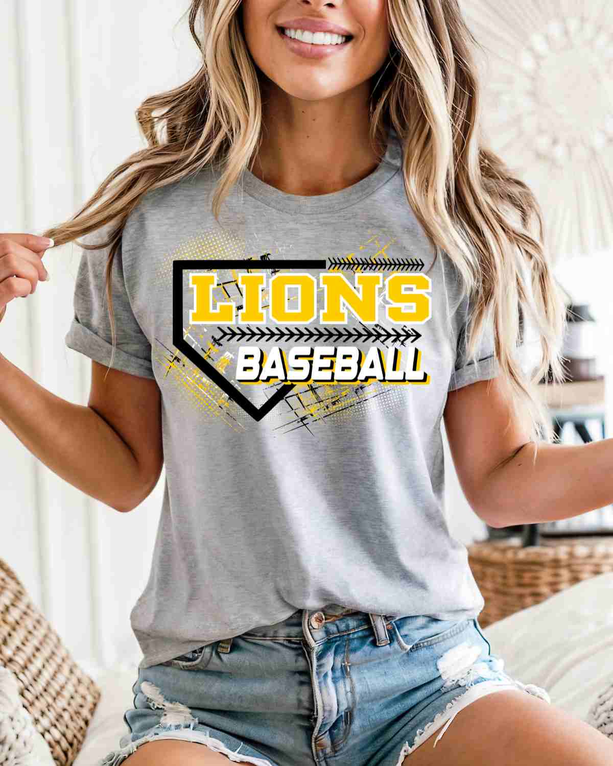 Lions Baseball Home Plate Grunge DTF Transfer - Rustic Grace Heat Transfer Company