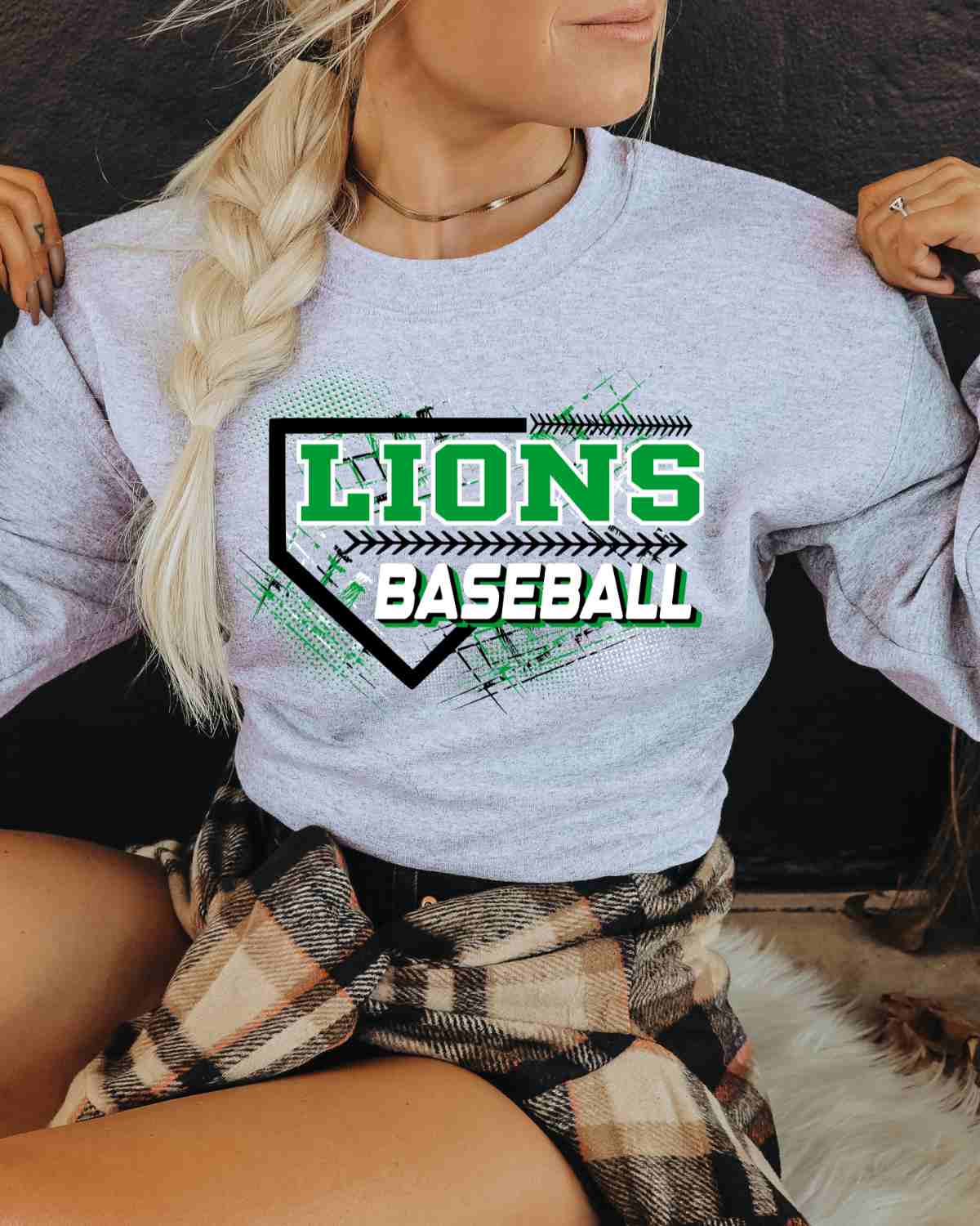 Lions Baseball Home Plate Grunge DTF Transfer - Rustic Grace Heat Transfer Company