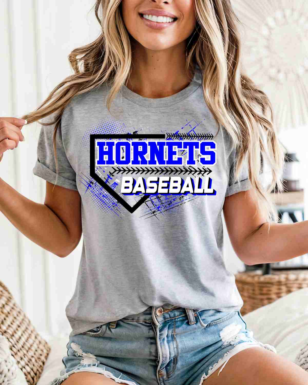 Hornets Baseball Home Plate Grunge DTF Transfer - Rustic Grace Heat Transfer Company