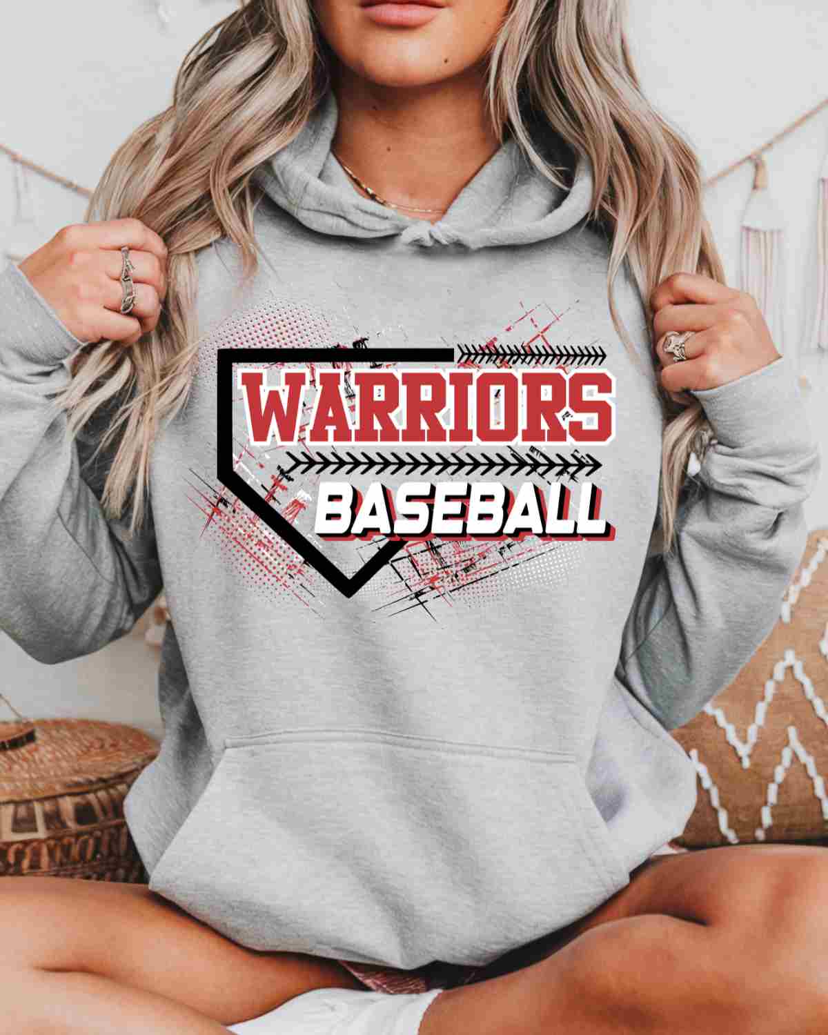 Warriors Baseball Home Plate Grunge DTF Transfer - Rustic Grace Heat Transfer Company