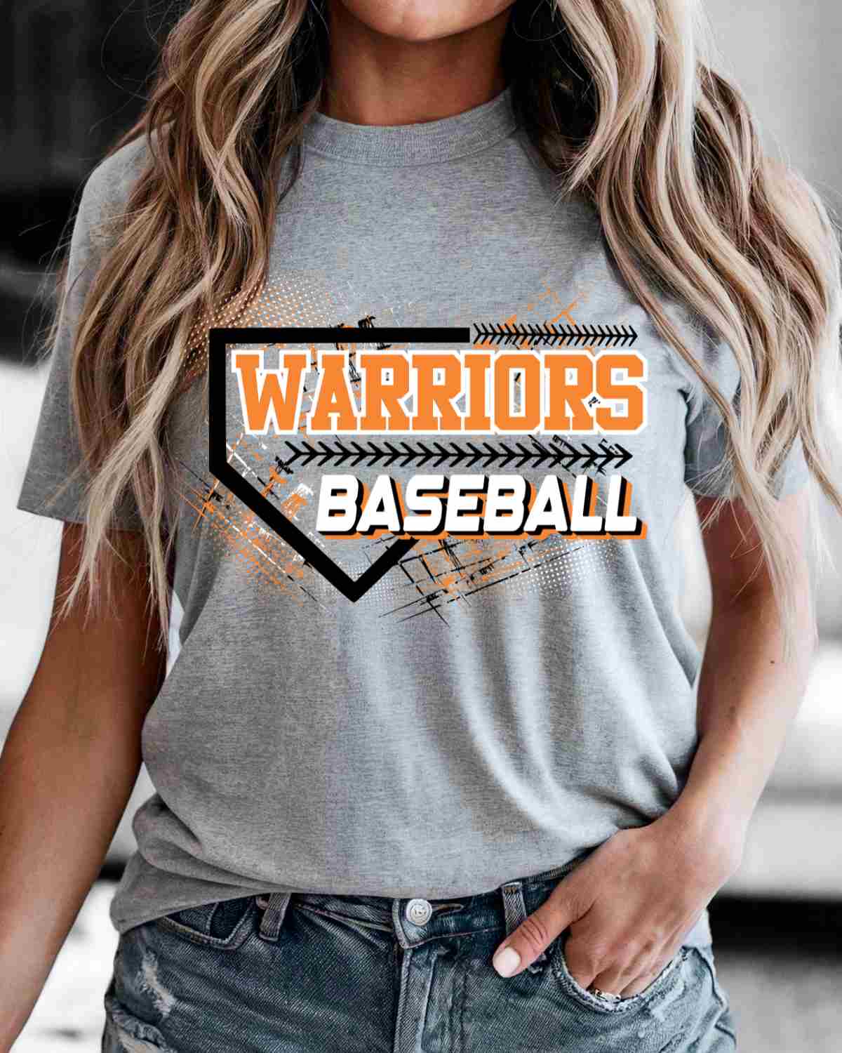 Warriors Baseball Home Plate Grunge DTF Transfer - Rustic Grace Heat Transfer Company