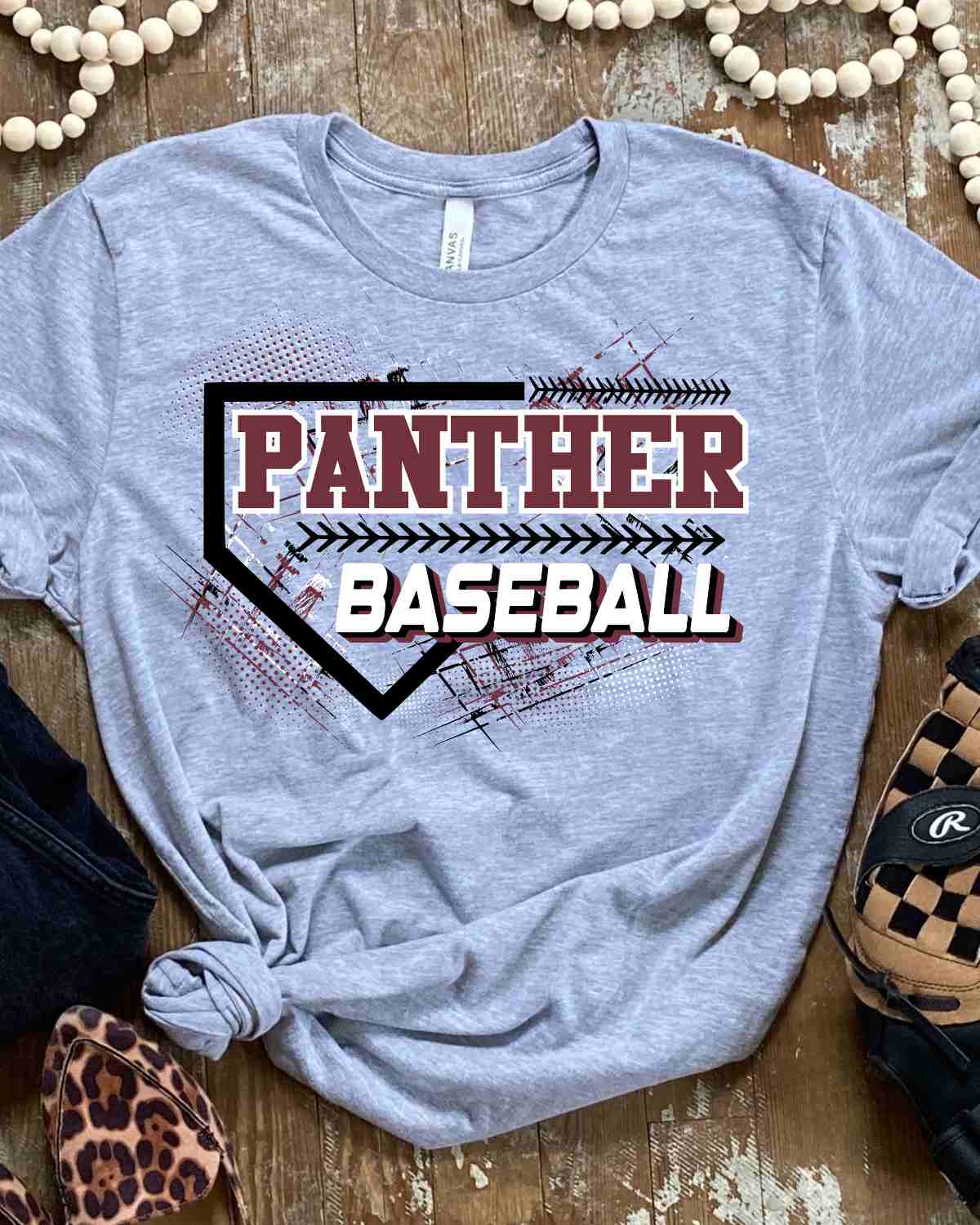 Panther Baseball Grunge Plate DTF Transfer