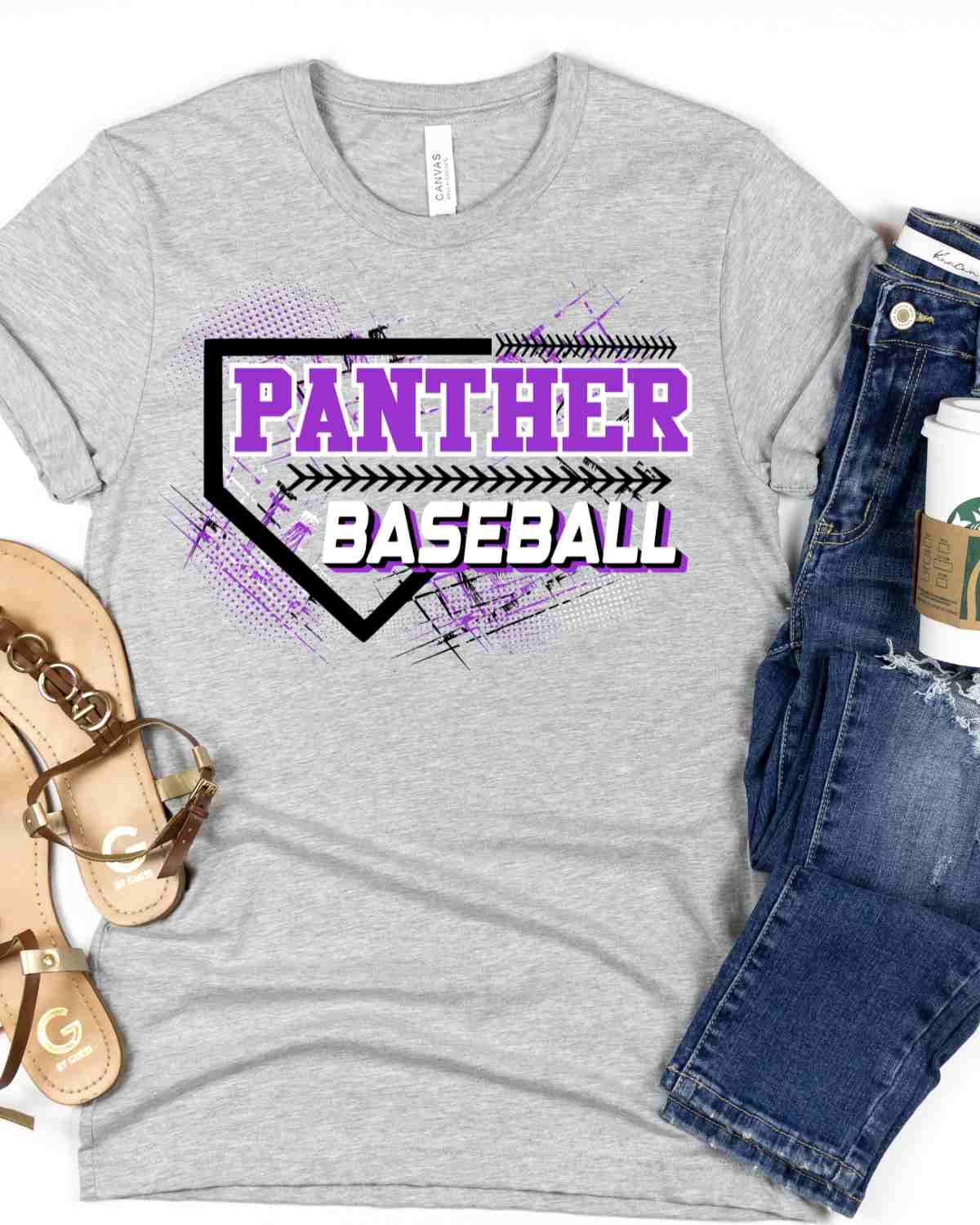 Panther Baseball Grunge Plate DTF Transfer