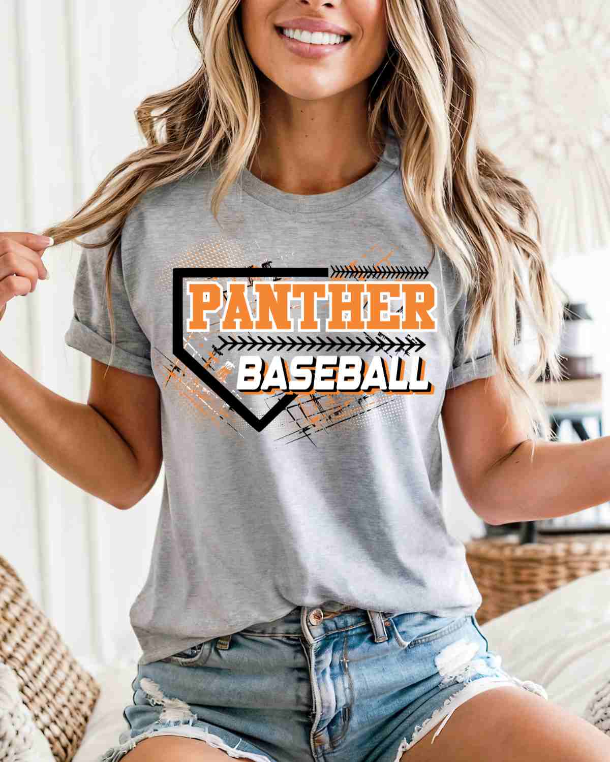 Panther Baseball Grunge Plate DTF Transfer