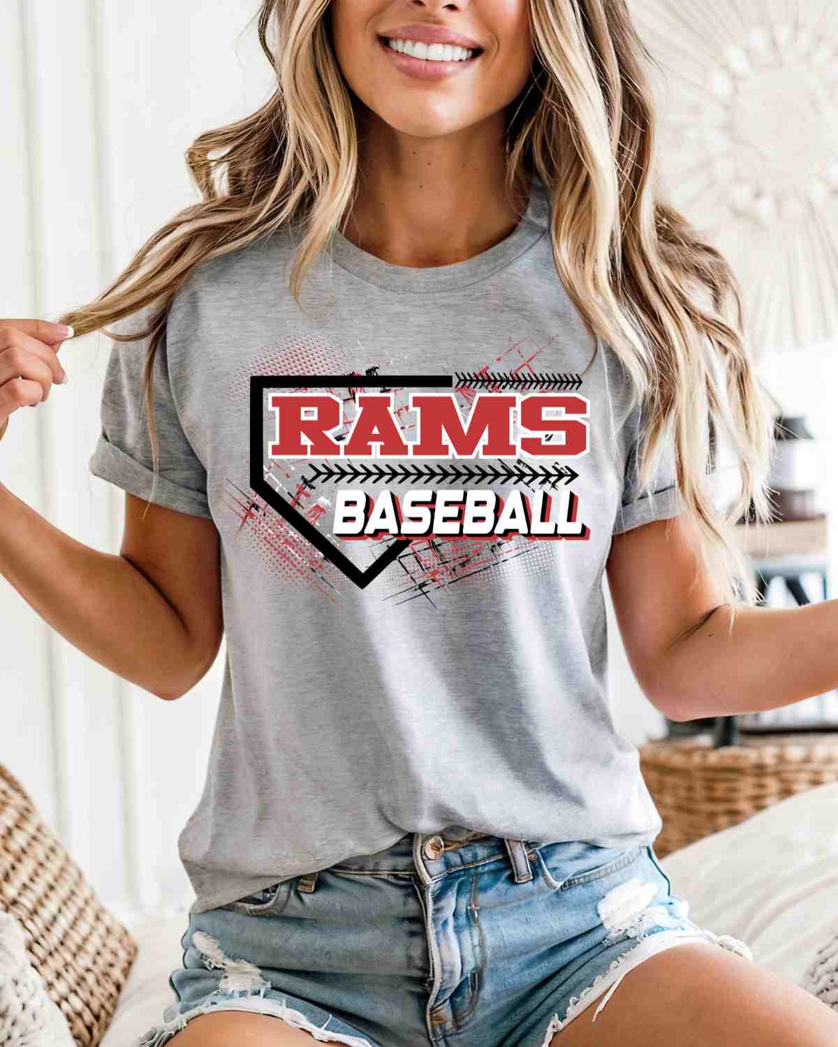 Rams Baseball Home Plate Grunge DTF Transfer